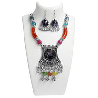 Jeweljunk Multicolor Beads  Navratri Special Necklace Set - 1110808