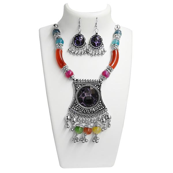 Jeweljunk Multicolor Beads  Navratri Special Necklace Set - 1110808