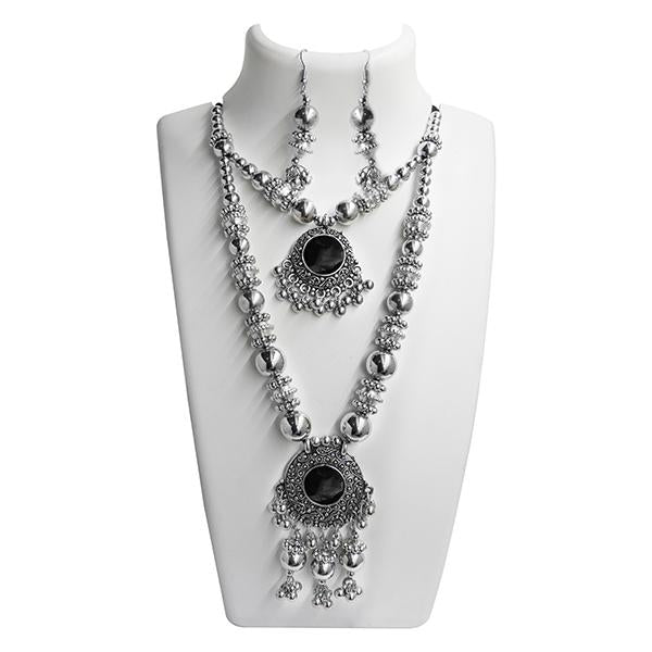 Jeweljunk Navratri Special Black 2 Layer Necklace Set - 1110885