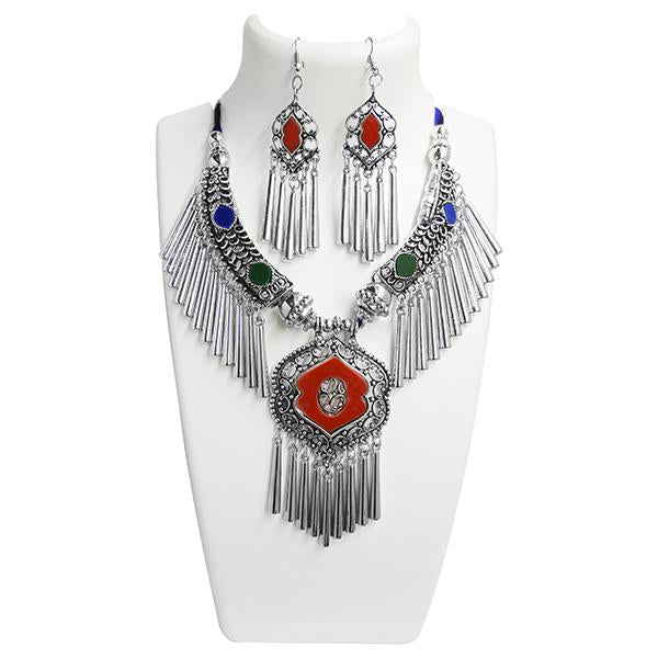 Jeweljunk Rhodium Plated Necklace Set - 1110895