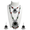 Jeweljunk Navratri Special Maroon And Green Beads Necklace Set - 1110907