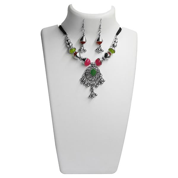 Jeweljunk Green Beads Navratri Special Necklace Set - 1110946