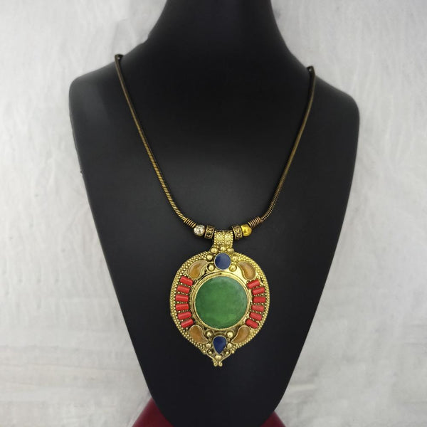 Urthn Antique Gold Plated Pota Stone Necklace  - 1111033B