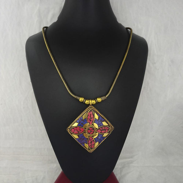 Jeweljunk Antique Gold Plated Handmade Rock Chip Necklace  - 1111034A