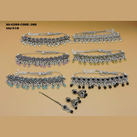 Soni Art Jewellery Oxidised Plated Pota Stone & Beads Choker Necklace Set