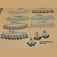 Soni Art Jewellery Silver Plated Pota Stone & Beads Choker Necklace Set