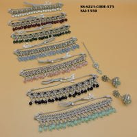 Soni Art Jewellery Silver Plated Pota Stone & Beads Choker Necklace Set