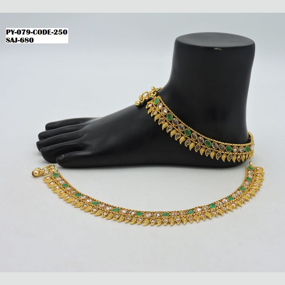Soni Art Jewellery Gold Plated Crystal Stone Payal