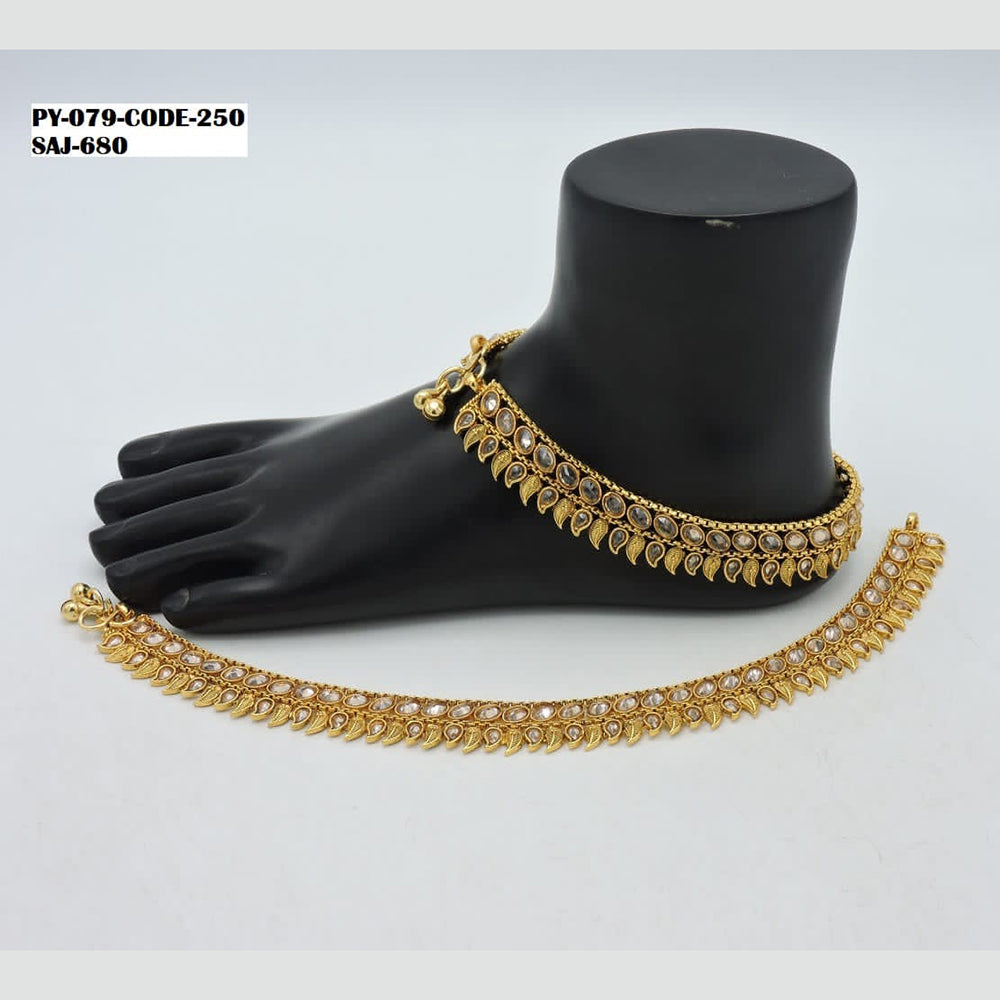 Soni Art Jewellery Gold Plated Crystal Stone Payal