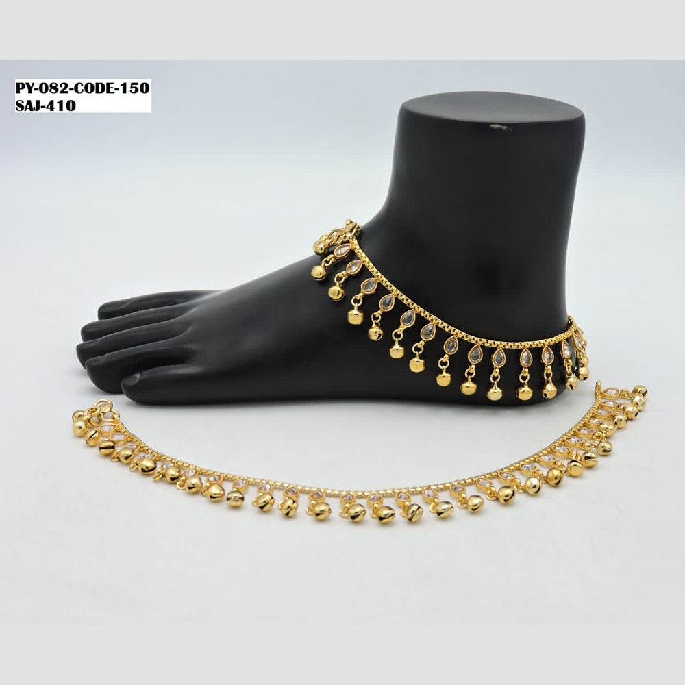 Soni Art Jewellery Gold Plated Crystal Stone Payal