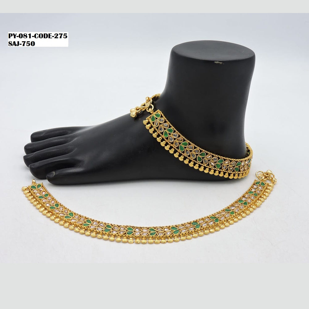 Soni Art Jewellery Gold Plated Crystal Stone Payal