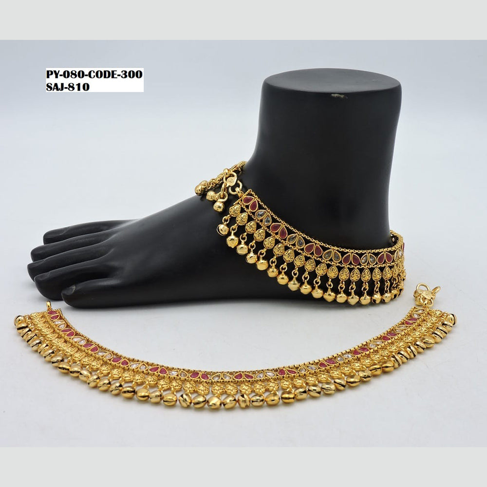 Soni Art Jewellery Gold Plated Crystal Stone Payal