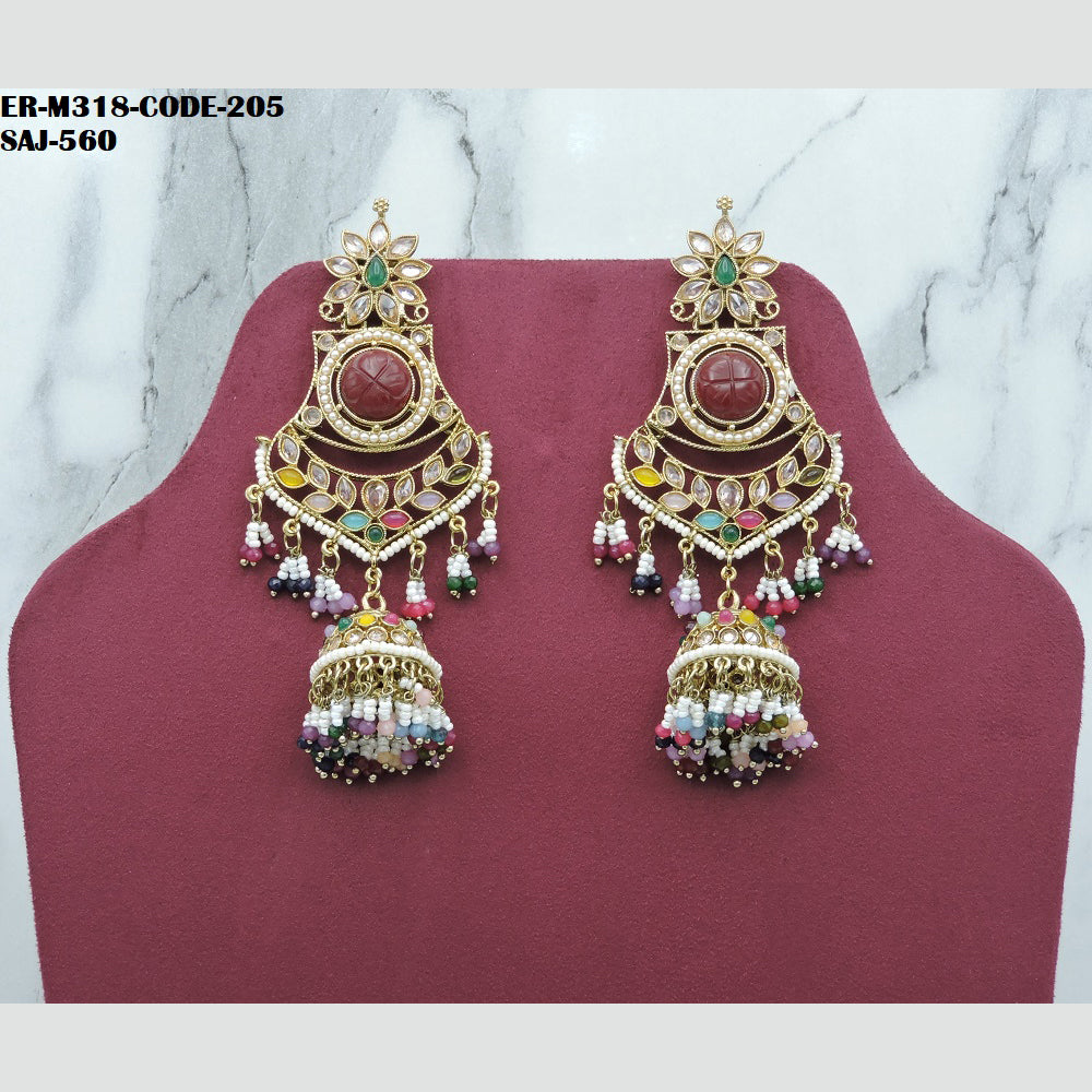 Soni Art Jewellery Gold Plated Crystal Stone Jhumki Earrings