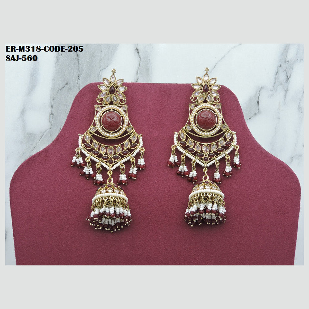 Soni Art Jewellery Gold Plated Crystal Stone Jhumki Earrings