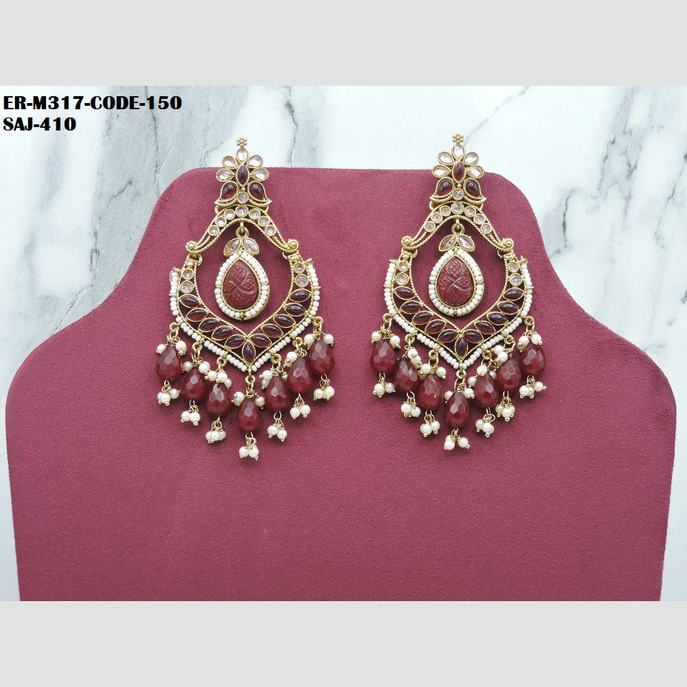 Soni Art Jewellery Gold Plated Crystal Stone Dangler Earrings