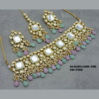 Soni Art Jewellery Gold Plated Kundan & Beads Choker Necklace Set