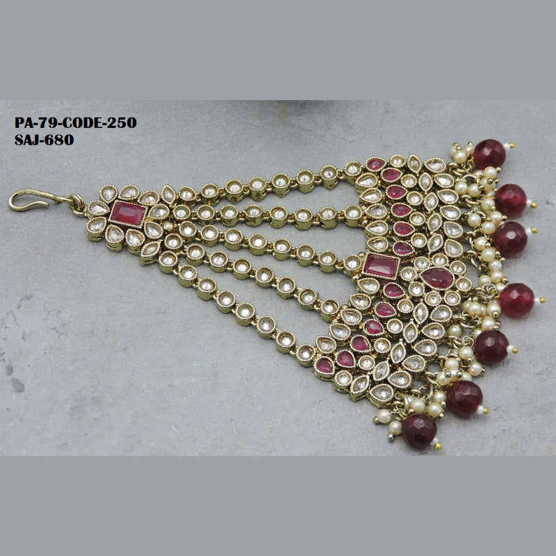 Soni Art Jewellery Gold Plated Kundan Stone & Beads Pasa