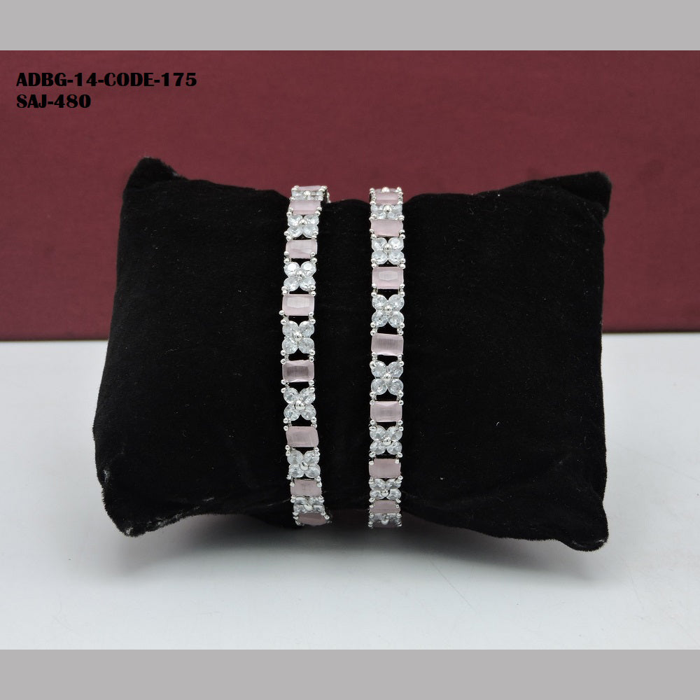 Soni Art Jewellery Silver Plated AD Stone Bangle Set