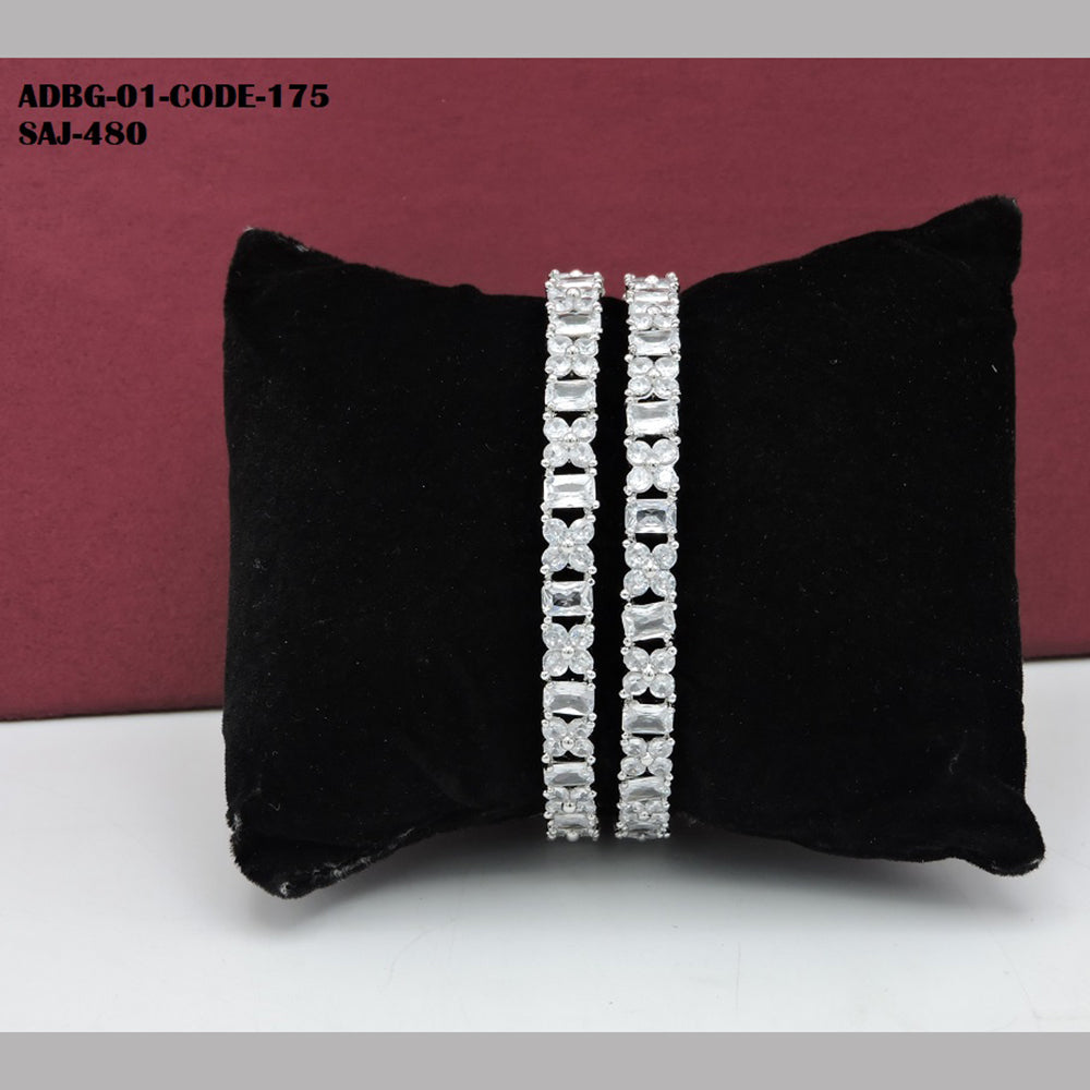 Soni Art Jewellery Silver Plated AD Stone Bangle Set