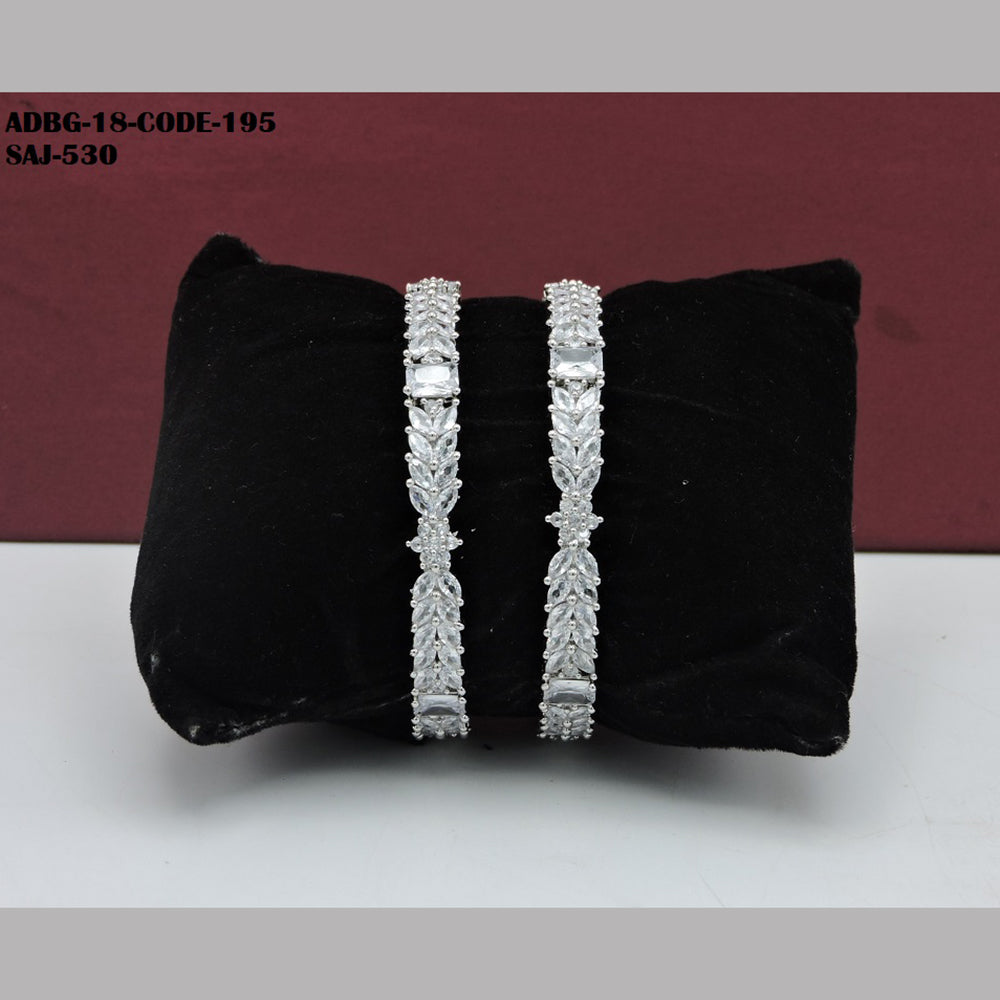 Soni Art Jewellery Silver Plated AD Stone Bangle Set