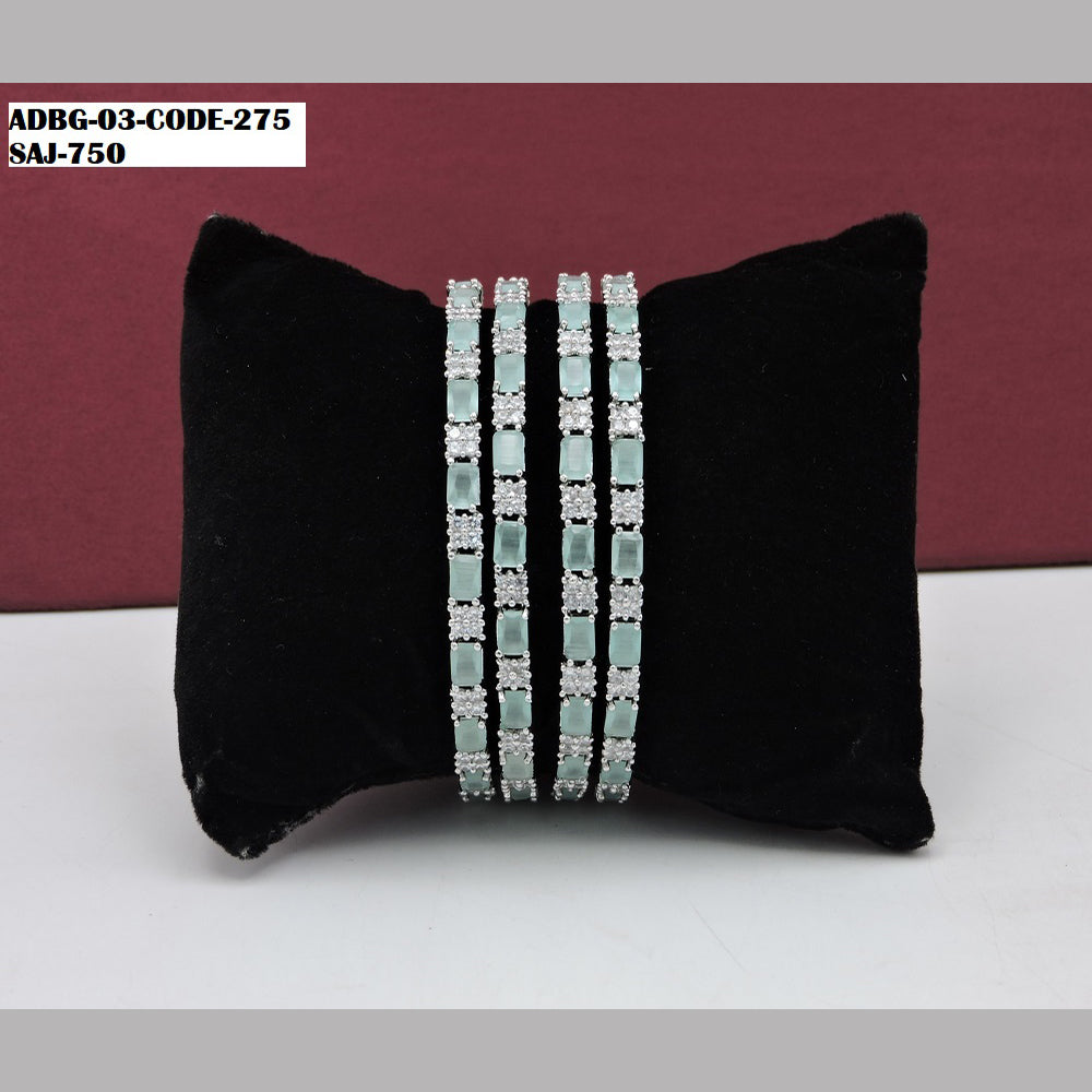 Soni Art Jewellery Silver Plated AD Stone Bangle Set