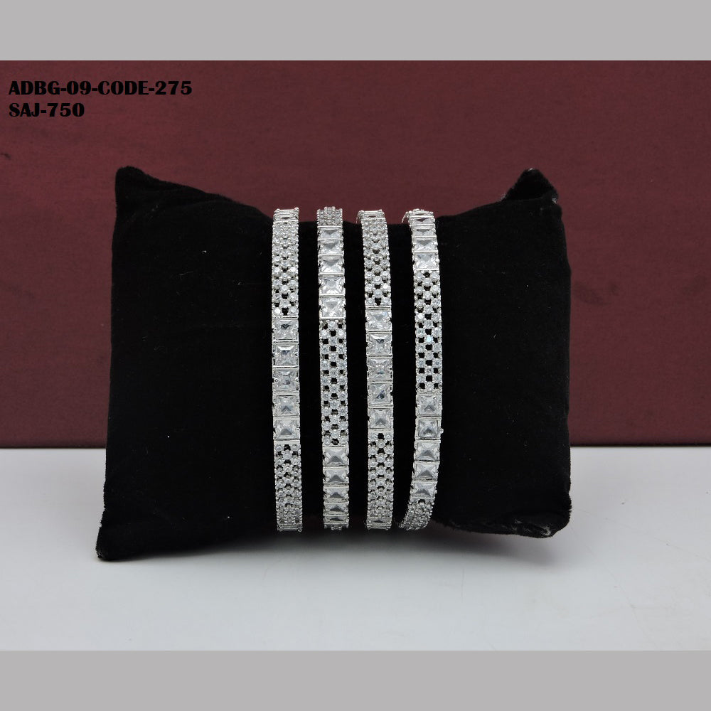 Soni Art Jewellery Silver Plated AD Stone Bangle Set