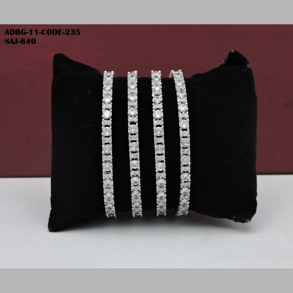 Soni Art Jewellery Silver Plated AD Stone Bangle Set