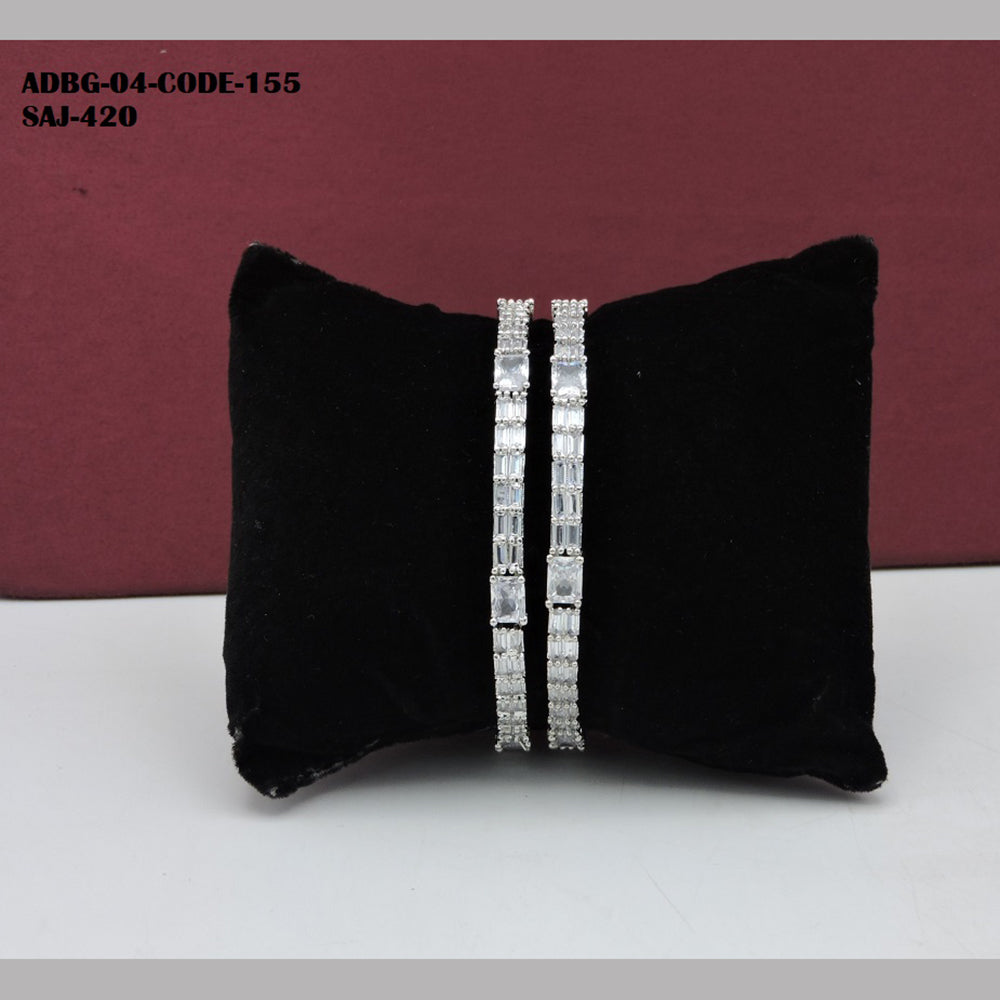 Soni Art Jewellery Silver Plated AD Stone Bangle Set