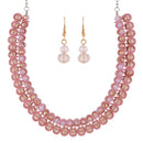 Urthn Pink Crystal Beads Statement Necklace Set - 1111229A