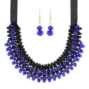 Urthn Blue Crystal Beads Statement Necklace Set - 1111230F