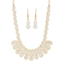 Urthn White Crystal Beads Statement Necklace Set - 1111231A