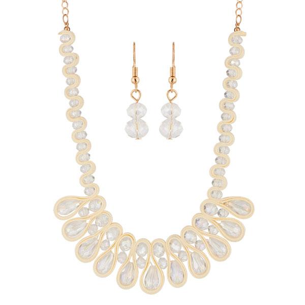 Urthn White Crystal Beads Statement Necklace Set - 1111231A