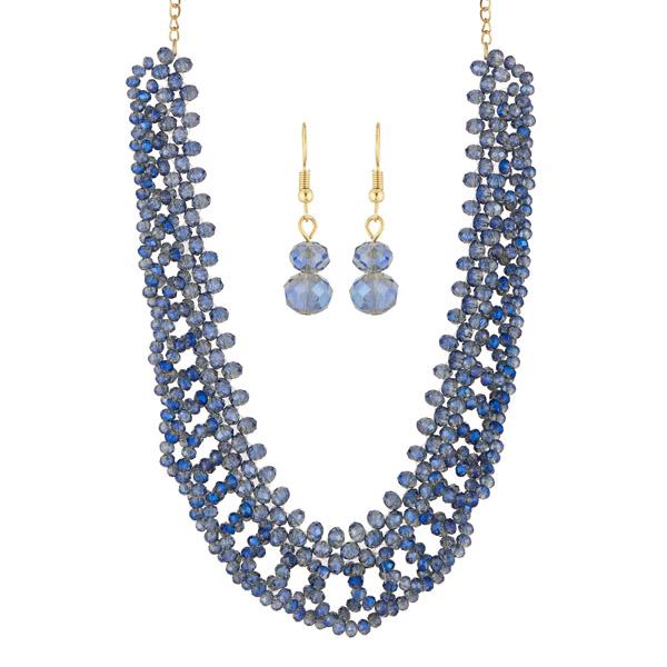 Urthn Blue Crystal Beads Statement Necklace Set - 1111233A