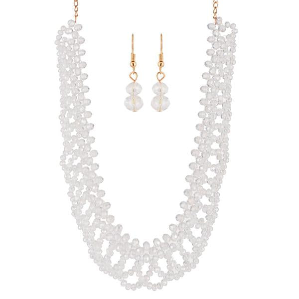 Urthn White Crystal Beads Statement Necklace Set - 1111233D