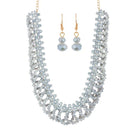 Urthn Grey Crystal Beads Statement Necklace Set - 1111233F