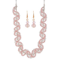 Urthn White Crystal Beads Statement Necklace Set - 1111234C