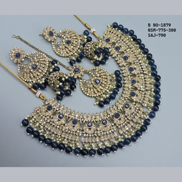 Soni Art Jewellery Gold Plated Reverse AD Necklace Set