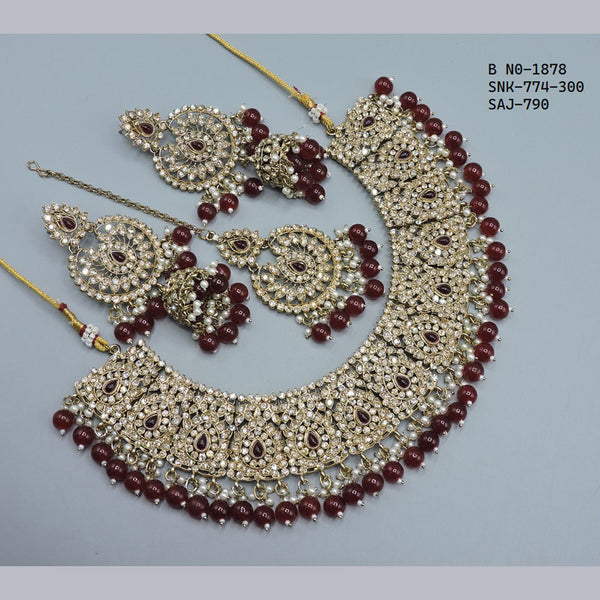 Soni Art Jewellery Gold Plated Reverse AD Necklace Set