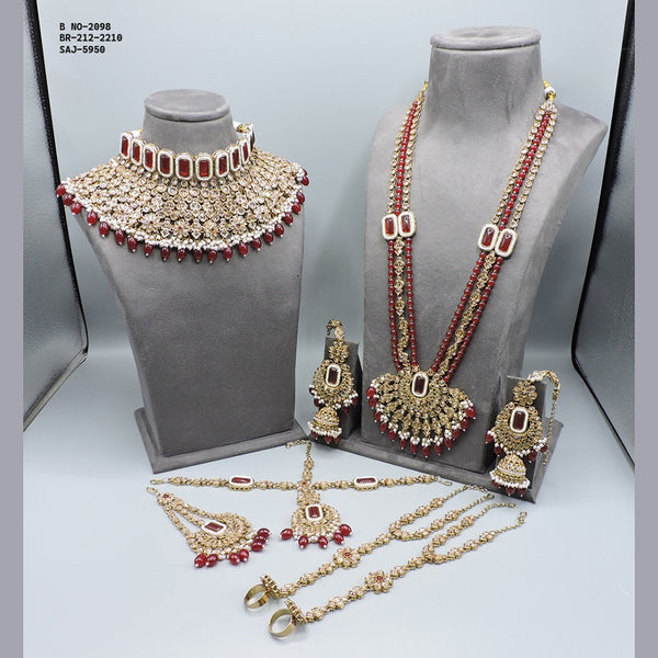Soni Art Jewellery Gold Plated Kundan Stone Bridal Set