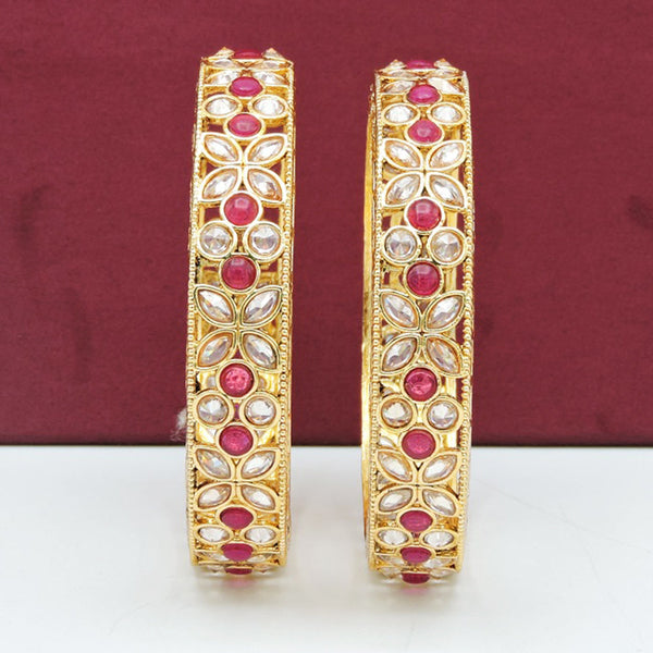 Soni Art Jewellery Gold Plated Pota Stone Bangle Set