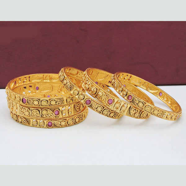 Soni Art Jewellery Gold Plated Pota Stone Bangle Set