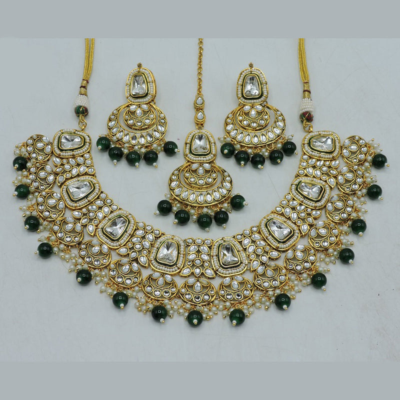 Soni Art Jewellery Gold Plated Kundan Stone Necklace Set