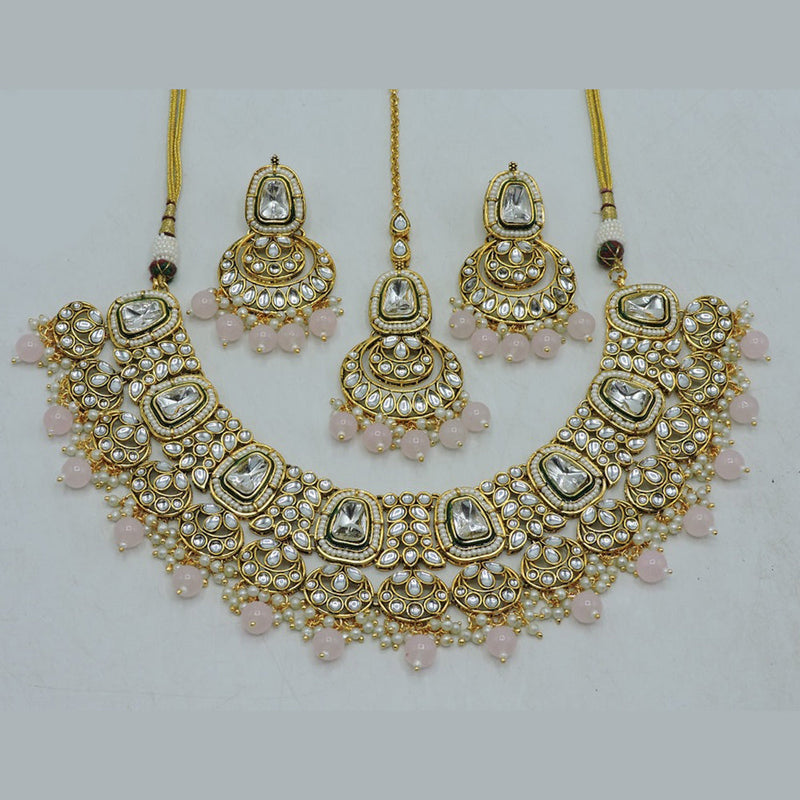 Soni Art Jewellery Gold Plated Kundan Stone Necklace Set