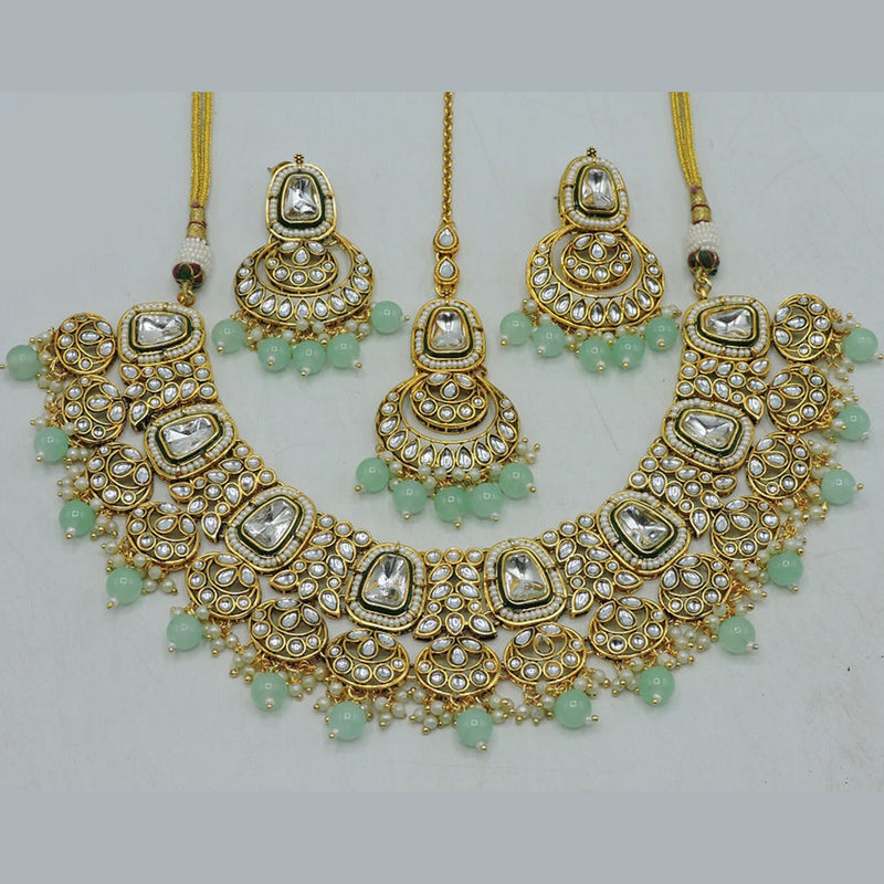 Soni Art Jewellery Gold Plated Kundan Stone Necklace Set