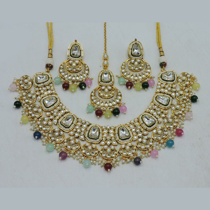 Soni Art Jewellery Gold Plated Kundan Stone Necklace Set