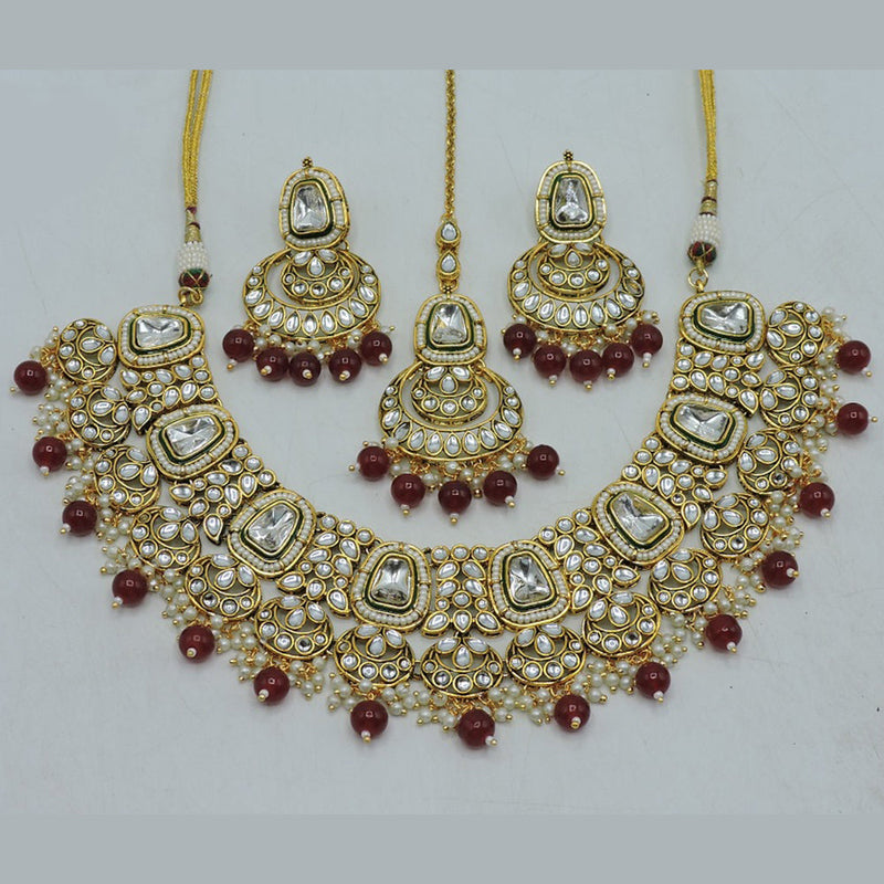 Soni Art Jewellery Gold Plated Kundan Stone Necklace Set