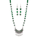 Urthn Green Beads Antique Gold Plated Necklace Set - 1111312B