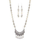 Urthn Rhodium Plated White Beads Necklace Set - 1111312C