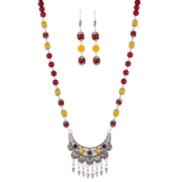Urthn Beads Rhodium Plated Necklace Set - 1111312F