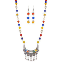 Urthn Rhodium Plated Multicolor Beads Necklace Set - 1111312G